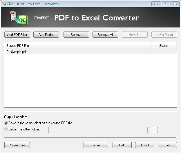 Convert PDF to Excel files.